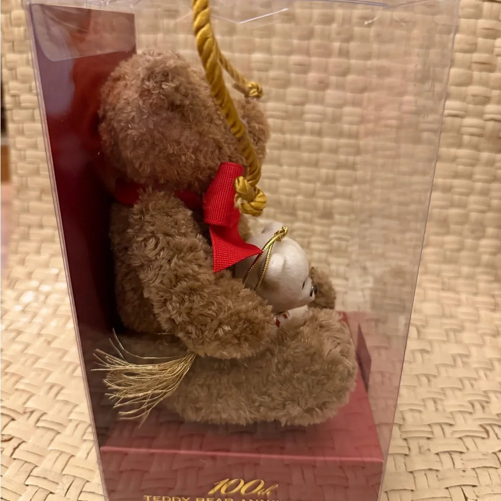 Lenox 100th Anniversary Brown and White Teddy Bear Set with Red Bow NIB